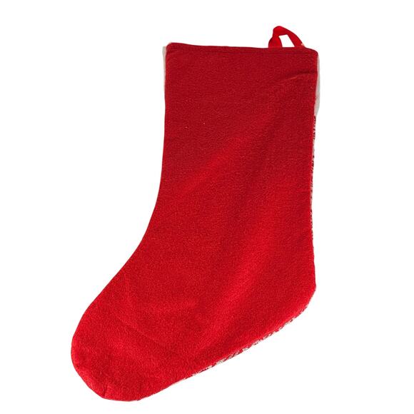 Red Knit Christmas Stocking Nordic Snowflake White Cuff 16” Holiday Decor - Picture 2 of 8